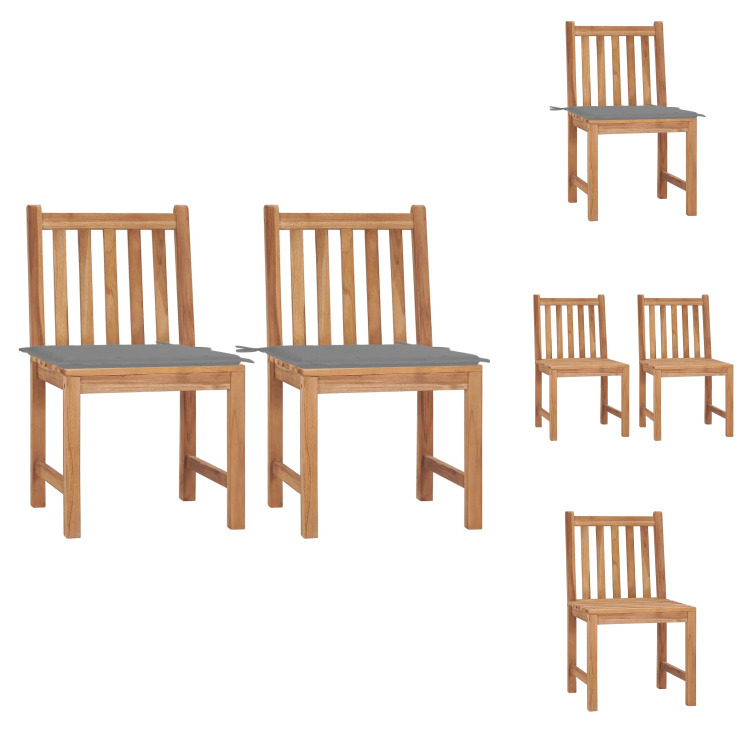 vidaXL Gartenstühle 2 Stk. mit Kissen Massivholz Teak - Gartenstühle