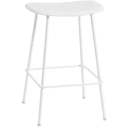 Muuto Fiber Barhocker ohne Rückenlehne, tube base, höhe 65 cm, natural white / weiß