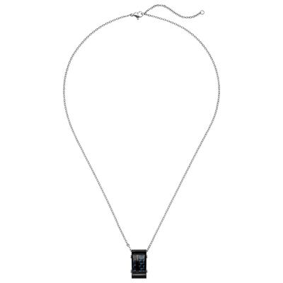 Kette mit Anhänger JOBO "Herrenkette mit Carbon kombiniert", schwarz, Halsketten, Herren, Carbon Edelstahl, L: 55, Carbon, Edelstahl, Edelstahl 55 cm