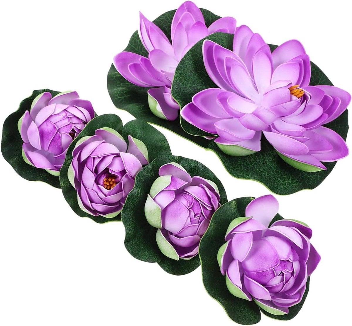 Set van 12 paarse kunstmatige lotus bloemen voor decoratie in de vijver