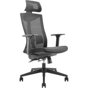 LogiLink Bürostuhl EO0077, schwarz, Stoff / Netz, mit Kopfstütze, bis 150 kg