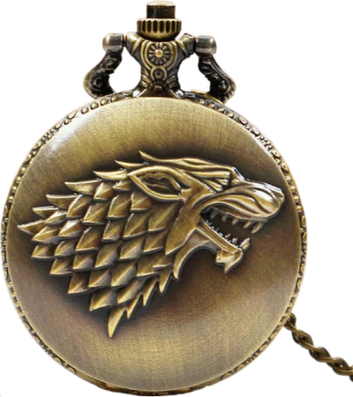 Combo Retail Shop Creative Wolf Head Carved FOB Watch For Men, Personalised Quartz Pocket Watch With Arabic Numerals bronze