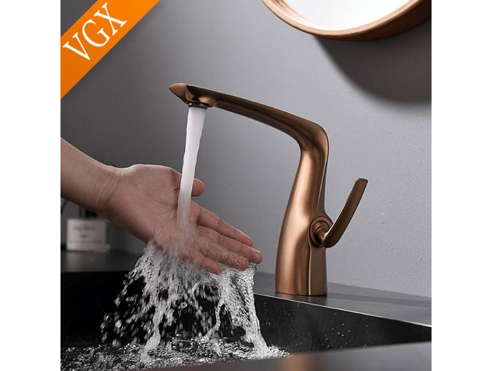 VGX robinets de salle de bains de luxe mitigeur de lavabo robinet d'évier robinet de lavabo gastronomique robinet d'eau chaude et froide en laiton chromé noir or brossé