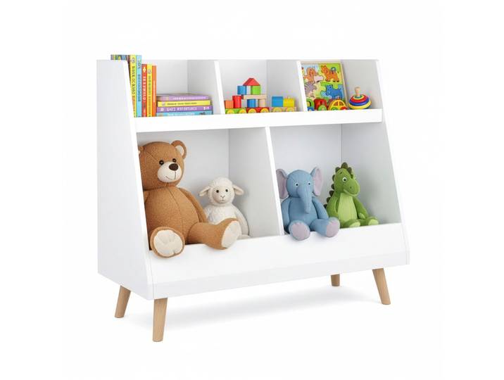 Spielzeugregal Kinderzimmer NORDIC 86 x 78 cm weiss/natur