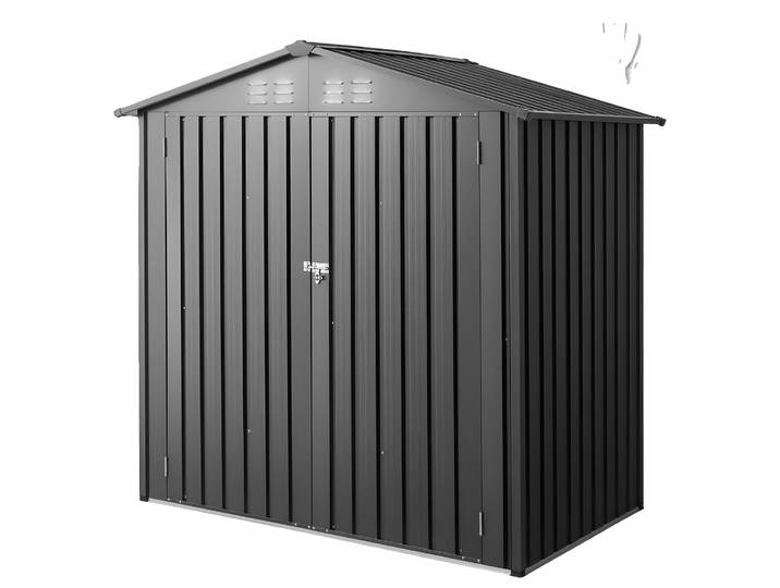 VEVOR Abri de jardin métallique\, abri de jardin avec portes verrouillables & 4 aérations à lamelles\, abri de jardin avec toit pointu\, abri de stockage pour arrière-cour\, jardin\, terrasse\, vélo\, 1860x1210x1841 mm