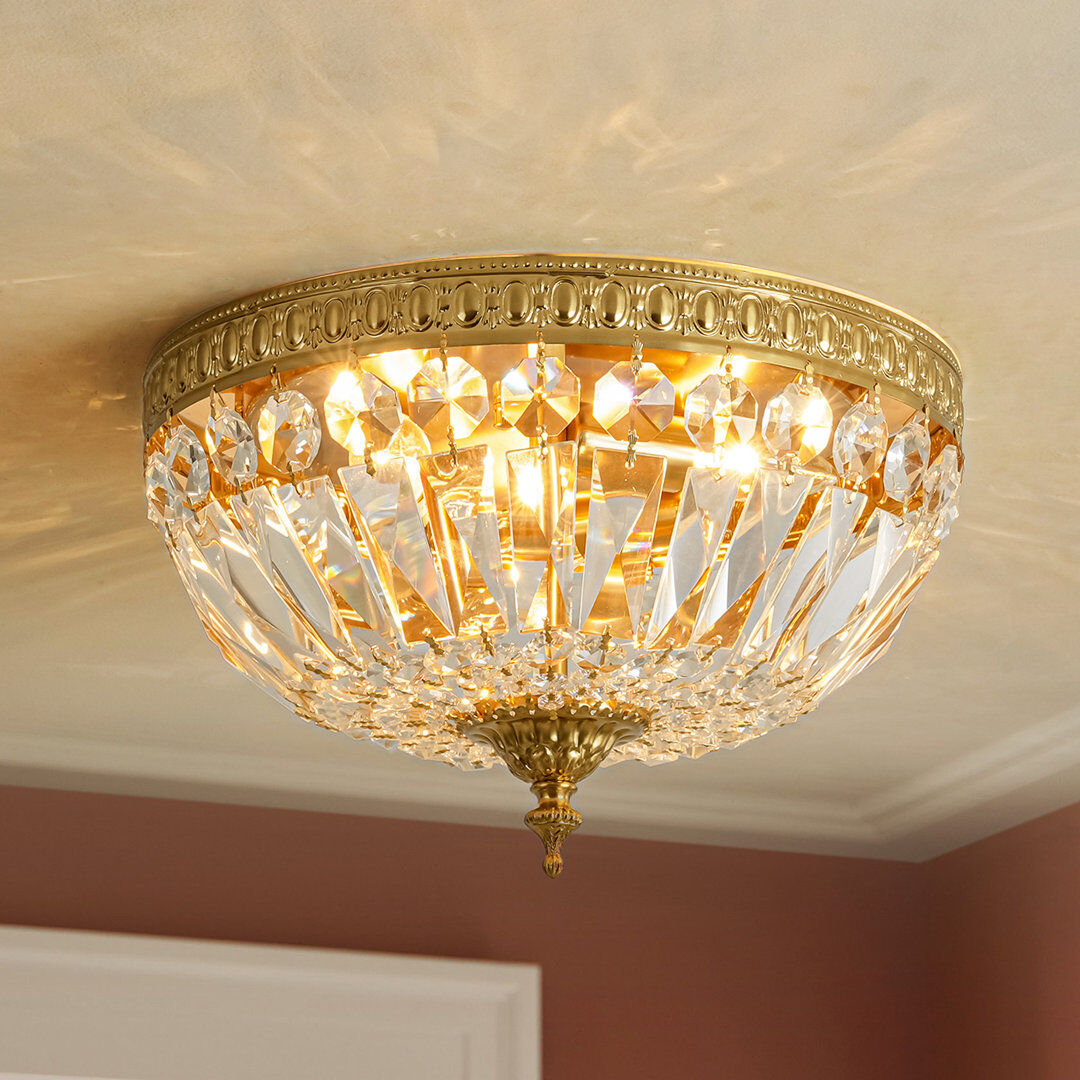 Blue Elephant Crystal Flush Mount Gold 20.3cm H X 33cm W X 33cm D