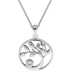 Zeeme Silber Anhänger mit Kette 925/- Sterling Silber rhodiniert Herz Zirkonia weiß
