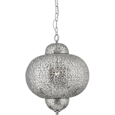 SEARCHLIGHT Pendelleuchte "Fretwork-Pendelleuchte - Lasergeschnittenes Nickelmetall", silber (nickelfarben), H: 37cm, 1 Stk., Leuchten, Pendelleuchte