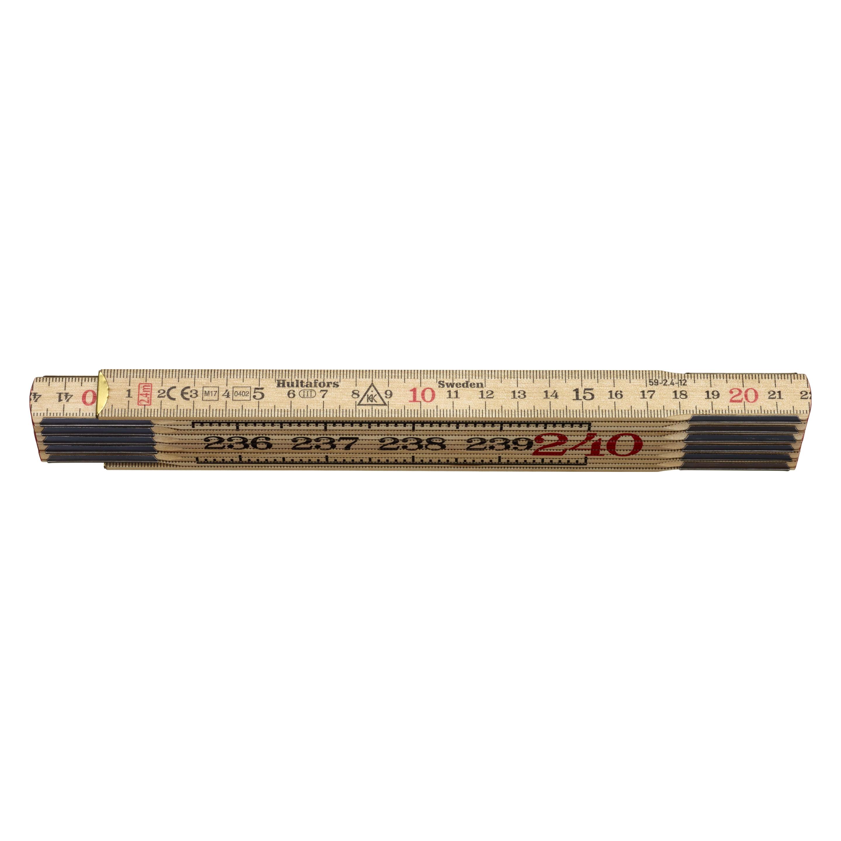 Hultafors Tommestok 2,4m 12 led trae - 59-2.4-12, 100304 med mm graduering (2.40 m) (100304)