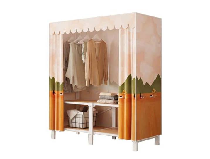 LigedamaiEU Tragbarer Kleiderschrank mit Abdeckung, freistehender Kleiderschrank-Kleiderständer, Stahl Stabiler tragbarer Schrank aus Stahlrohr und Stoff mit Abdeckung(Color 2,112 X 50 X 172cm)
