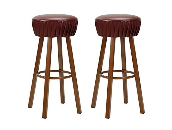 Makastle Barhocker 2 STK. Braun Kunstleder