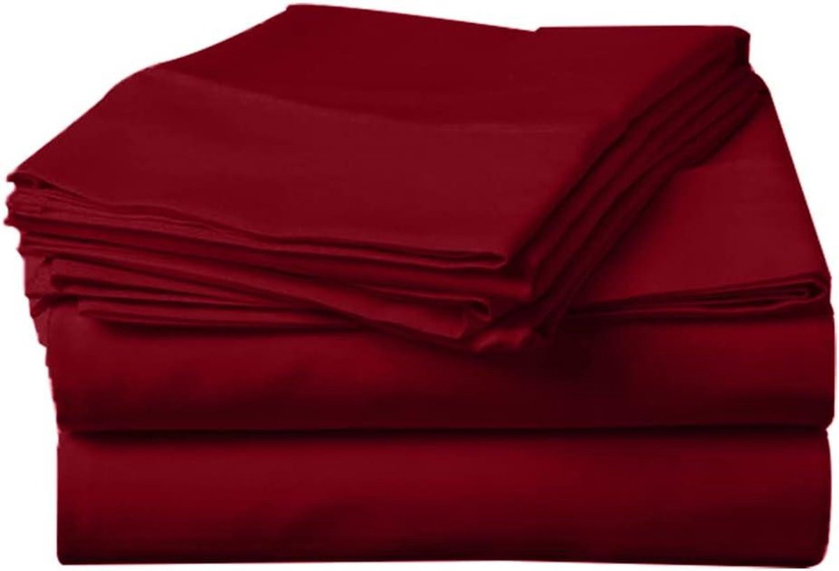 Luxe laken set met 800 draad telling voor volwassenen - Double - Bordeaux