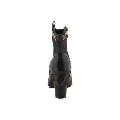 Stiefelette MUSTANG SHOES "Stiefel", Damen, Gr. 37, Textil, schwarz (schwarz multi), Lederimitat, Schuhe Stiefelette, Blockabsatz, Ankleboots mit vielen Nieten besetzt
