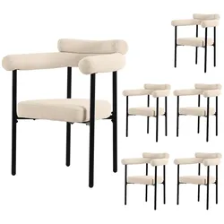 OKWISH Polsterstuhl Esszimmerstuhl Beige 85x70x62 cm mit ergonomischer Rückenlehne, breiter Sitzfläche und stabilen Eisenbeinen, Samtoptik