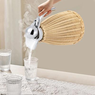 Multicon Wholesale Hub Premium Natural Rattan Vacuum Insulated Thermal Jug Keeps Drinks Hot & Cold, DoubleWall Stainless Steel Premium Natural Rattan Vacuum Insulated Thermal Jug Keeps Drinks Hot & Cold, DoubleWall Stainless Steel