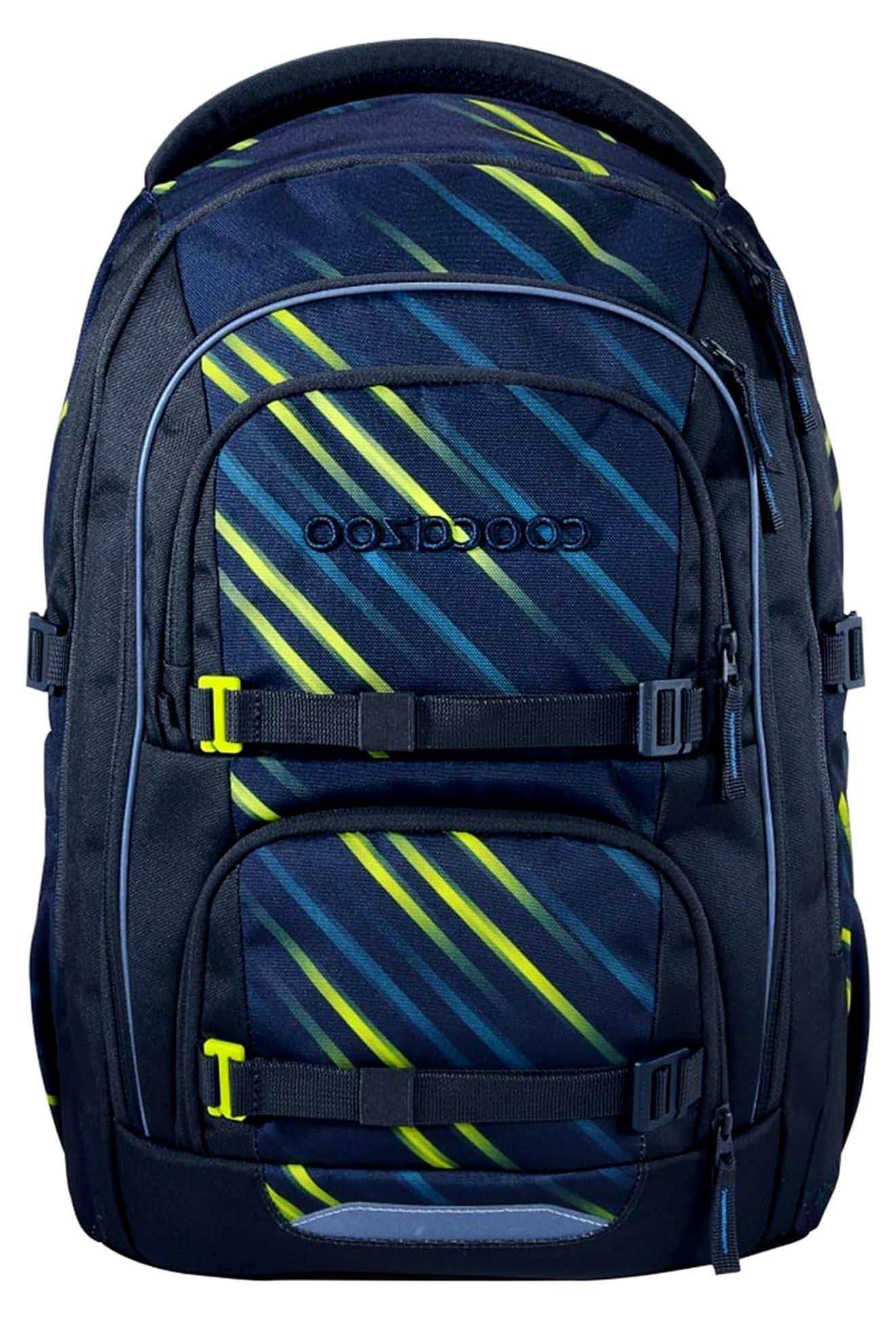 Porter Schulrucksack "Fast Lime", schwarz-blau, ergonomischer & anpassbarer Tornister, höhen- & größenverstellbar, mit Brustgurt & Hüftgurt, ab der 3. Klasse