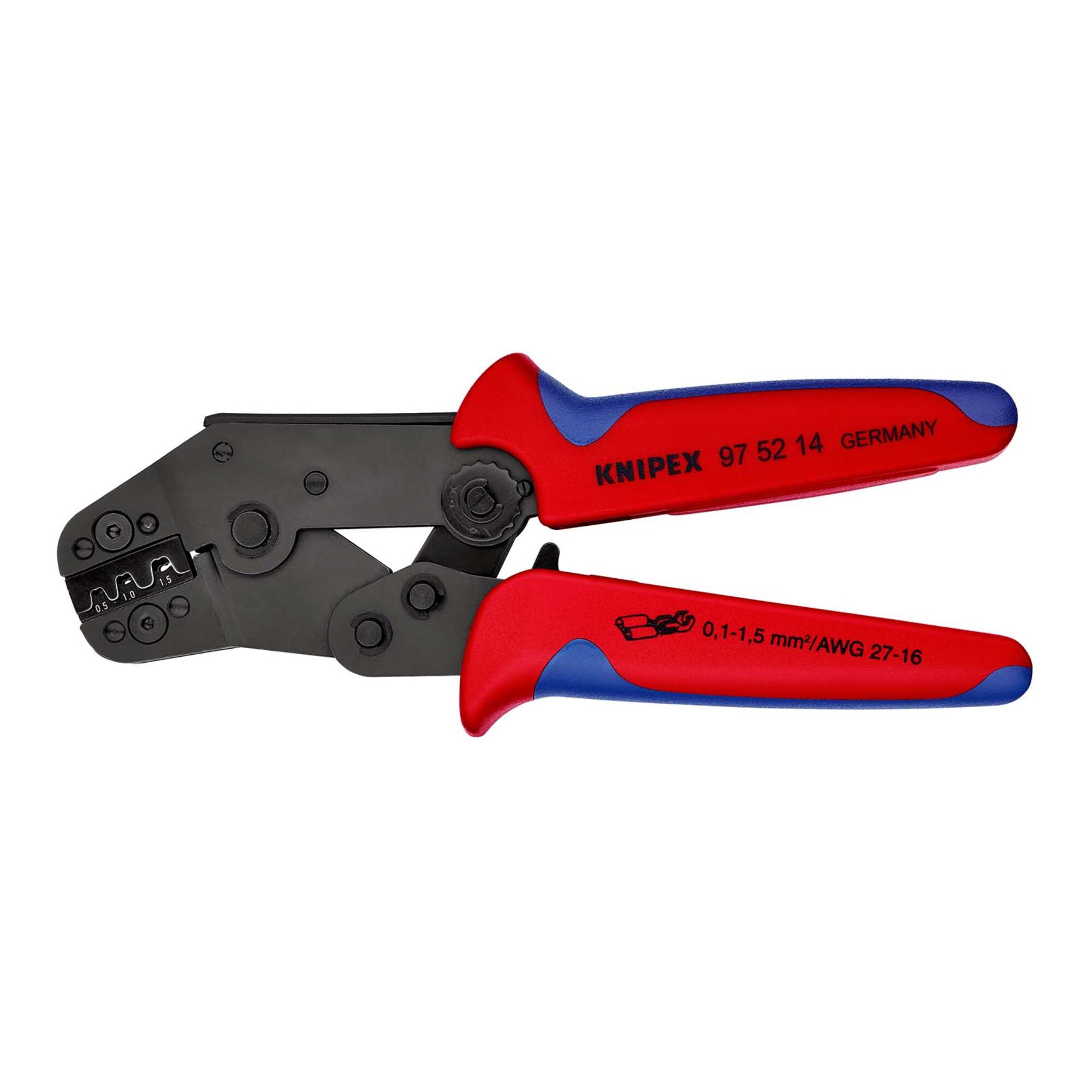 KNIPEX 97 52 14 Crimpzange kurze Bauform mit Mehrkomponenten-Hüllen brüniert 195 mm)