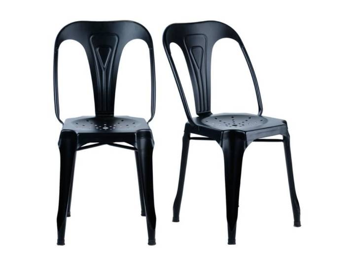 Lot de 2 chaises métal noir a