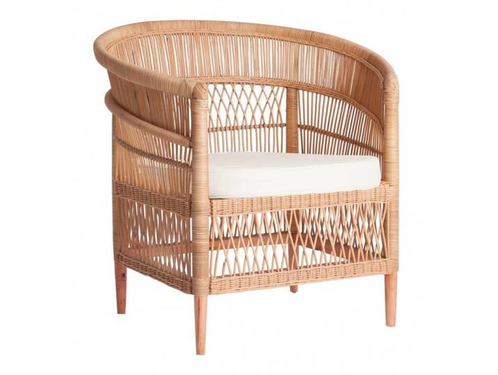 Fauteuil naturel en rotin et bois de teck 80x60x80