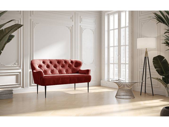 2-Sitzer OTTO HOME Amber , rot (bordeaux), B:153cm H:97cm T:87cm, 100% Polyester, Sofas, mit Knopfheftung,in verschieden Stoffarten