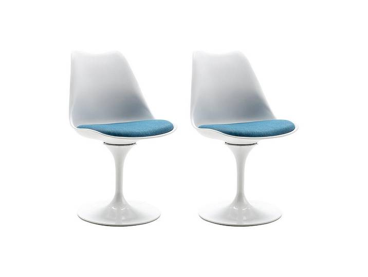 Vente-Unique Stuhl - 49 cm x 56.5 cm - plastik - türkisblau, weiß Xafy, Weiß, Metall, 49x82x56.5 cm, Esszimmer, Stühle