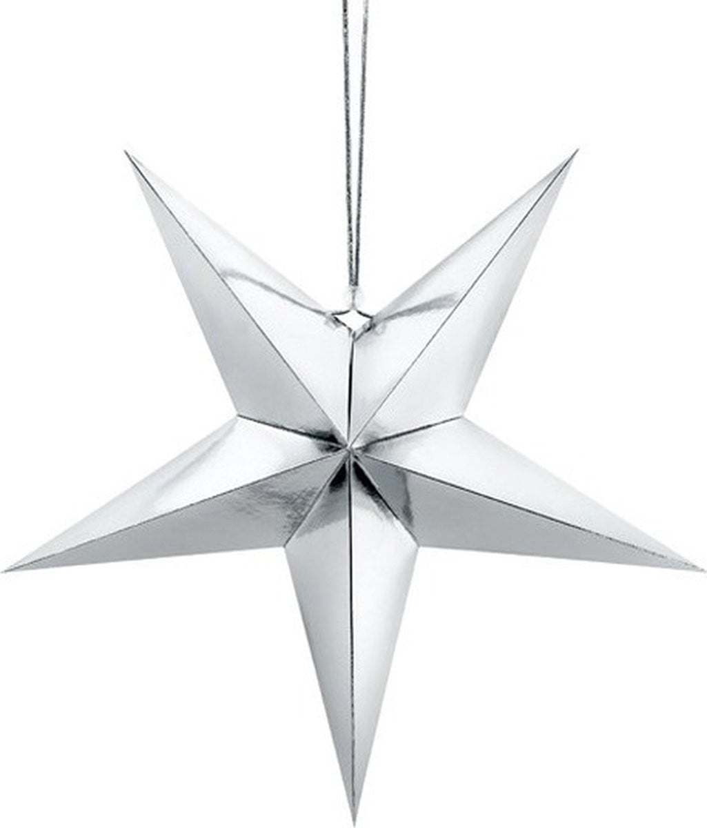 PartyDeco 3x Zilveren Sterren Kerstdecoratie 70 cm
