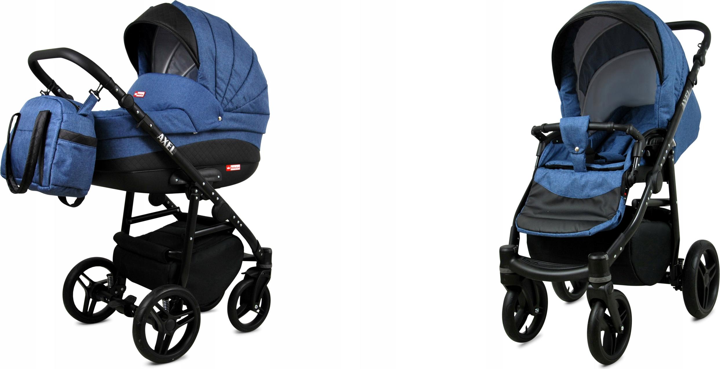 BabyLux Axel | 2in1 Kinderwagen Set | Jeans | Kombikinderwagen | Kinderwagenset | Buggy + Babyw