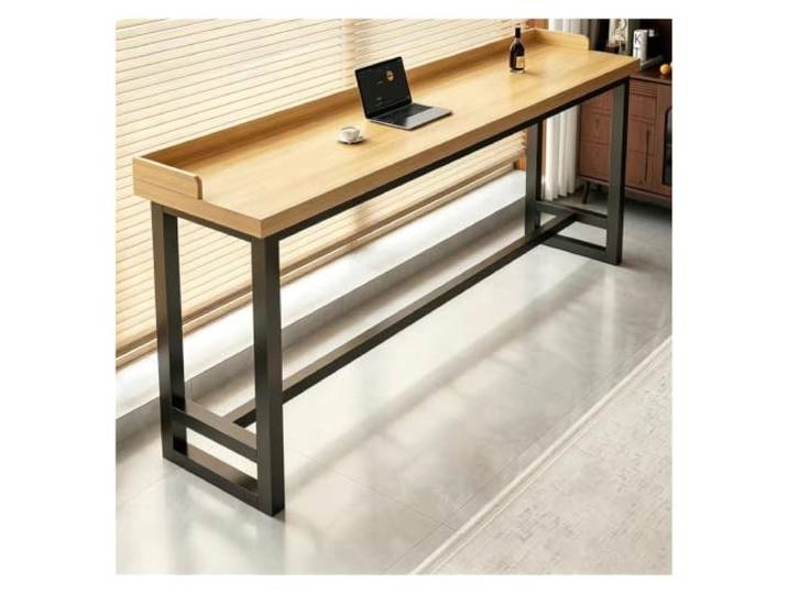 ZCXMNL Bartisch Mit Sperrkante, Esstisch In Thekenhöhe, Hoher Pub-Tisch, Massivholzplatte for Küche, Essbereich, Balkon, Café-Shop(Natural,L160xW40xH105cm)