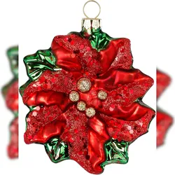Inges Magic & Goodz Christbaumschmuck Glas 9cm Weihnachtsstern Blume Weihnachtskugeln Pflanze Blüte