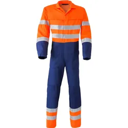 Warnschutz Overall "2415" High Visibility orange/marine - 46 - marine/fluor orange