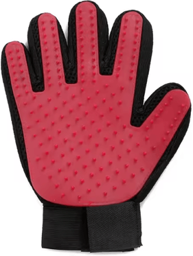 Inspire Picks Silicone Pet Grooming Gloves For Hair Removal & Shedding Control right Red 1pc