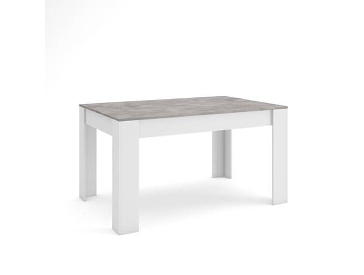 Skraut Home Esszimmertisch Küchentisch, Esstisch 140x90x76 cm Für 6 Gäste Stubentisch Moderner Stil Zement und Weiß