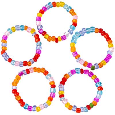 Ring-Set FIRETTI "Multipack Schmuck Geschenk Damenring Zugband Edelstein Farbstein", bunt (blau, violett, orange, grün, rot, gelb), Fingerringe, Damen, 3 g, Kunstharz, Made in Germany - mit Kunstharzperle