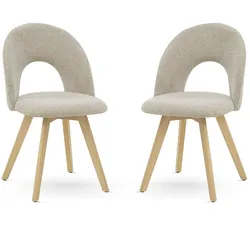 RATTATAN 2er-Set Stühle aus gewebtem Stoff mit Holzgestell, elegant und vielseitig für Küche, Esszimmer, Restaurants – Margot/50Lx53Px84,5H cm
