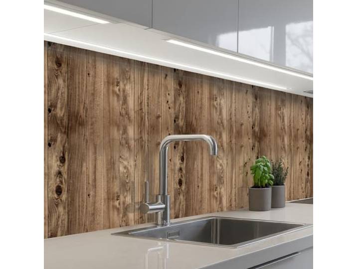 KitchenYeah© Küchenrückwand Selbstklebende Kitchen Wall Protector Küchen 80x400 cm - Rückenwand Küchenfronten Küchenrückwände Küche Wand Eichenholz - Muster - Bretter