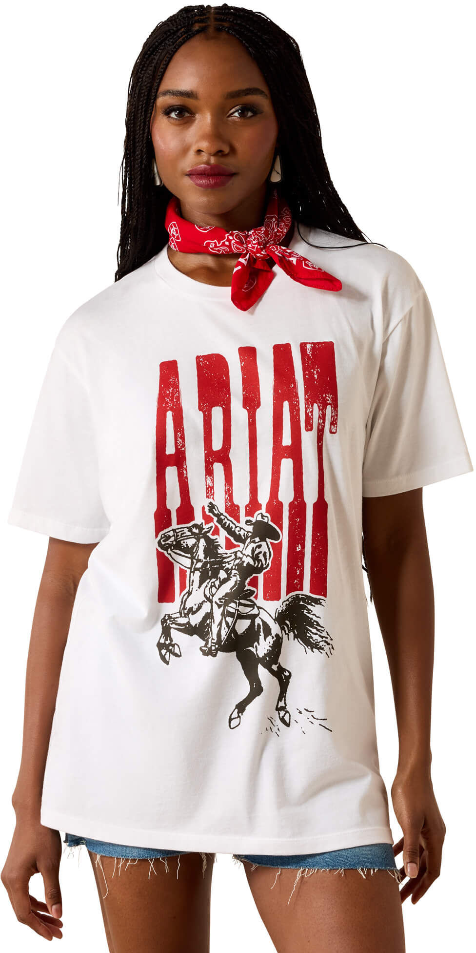 Women's Cowboy Comic T-Shirt in White Cotton, Size: XS by Ariat
