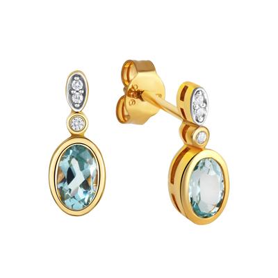Paar Ohrstecker FIRETTI "Schmuck Geschenk Silber 925 Ohrschmuck Ohrschmuck Edelstein Topas", blau (gelbgoldfarben, silberfarben, blau, kristallweiß, blau, kristallweiß), Ohrringe, Damen, Silber 925 (Sterlingsilber), mit Blautopas (behandelt),...