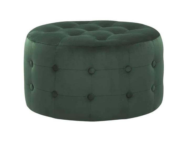 Pouf Ottoman Chesterfield Rond Vert Foncé - BELIANI - Tampa - Elégance - Chic - Velours - 1 place - Adulte