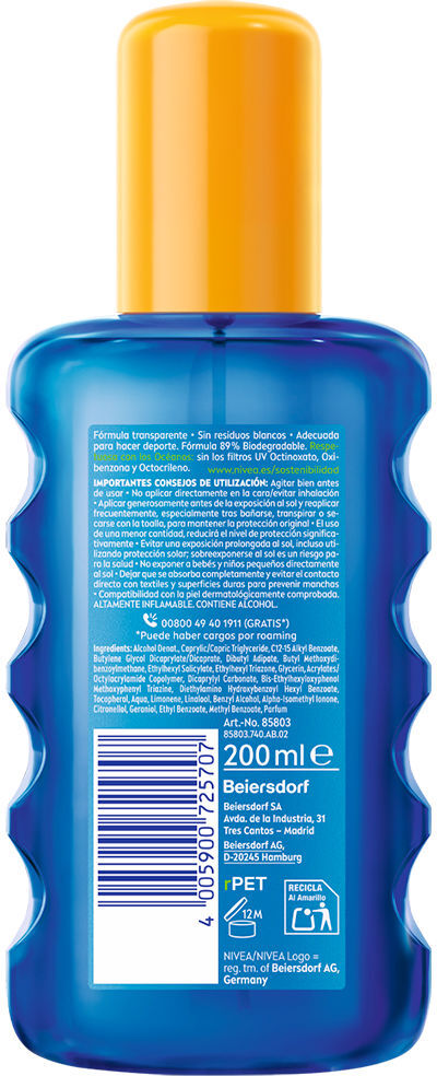 Nivea Protection solaire et fraîcheur invisible SPF30 en spray 200 ml