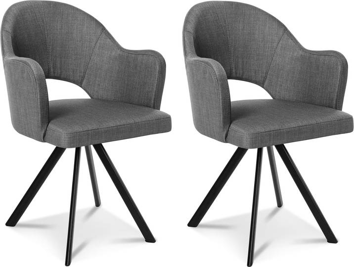 DOLORA 2er SET Schalenstühle, Gestell Eisen schwarz, ohne