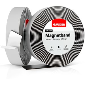 Gauder Magnetband sehr stark, schwarz, stark selbstklebend, 2mm Stärke, 30 mm x 6 m