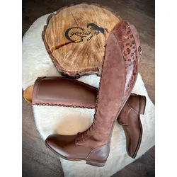 DeNiro Reitstiefel S8603 39 MA/M geschnürt LEO mit Wildleder