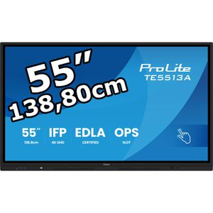 Iiyama Digital-Signage ProLite TE5513A-B3AG, 54,6 Zoll, 4K UHD 3840 x 2160 Pixel, 24/7 Betriebszeit, Touchscreen