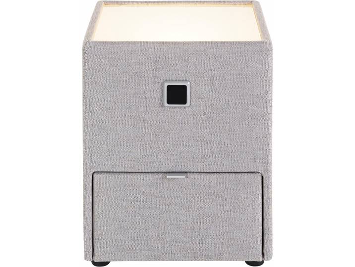 Nachtkonsole, Glas, Beige, 42,5×53×45 cm, Mit LED-Beleuchtung, Jockenhöfer