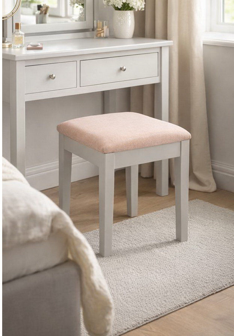 Lark Manor Manufactured Wood Accent Stool Linen/Beige 48cm H X 41cm W X 36cm D