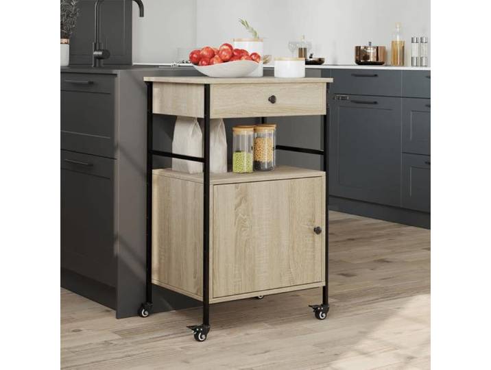SALE d'hiver Chariot de service - Chariot de cuisine - chêne sonoma - 56x43x89 5cm - bois d'ingénierie - Desserte cuisine T5185