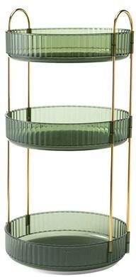 Multicon Wholesale Hub Rotating Makeup Organizer, Tier Perfume & Cosmetic Storage Shelf, Elegant Vanity Organizer, Space Saving Skincare Holder green