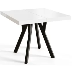 QUADRATISCHER Esstisch ausziehbar – Moderner Wohnzimmertisch und Küchentisch – Tisch mit Holzbeinen, Durchmesser 110 - 210 cm - Farbe Weiß