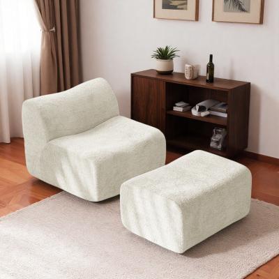 "31.89"" Velvet Single Foam Compression Sofa Chair with Footrest and Pillow and Space-Saving Design"