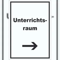 HB-Druck Unterrichtsraum Aufkleber mit Text Richtungspfeil rechts Schule Schulung hochkant A4 (210x297mm)